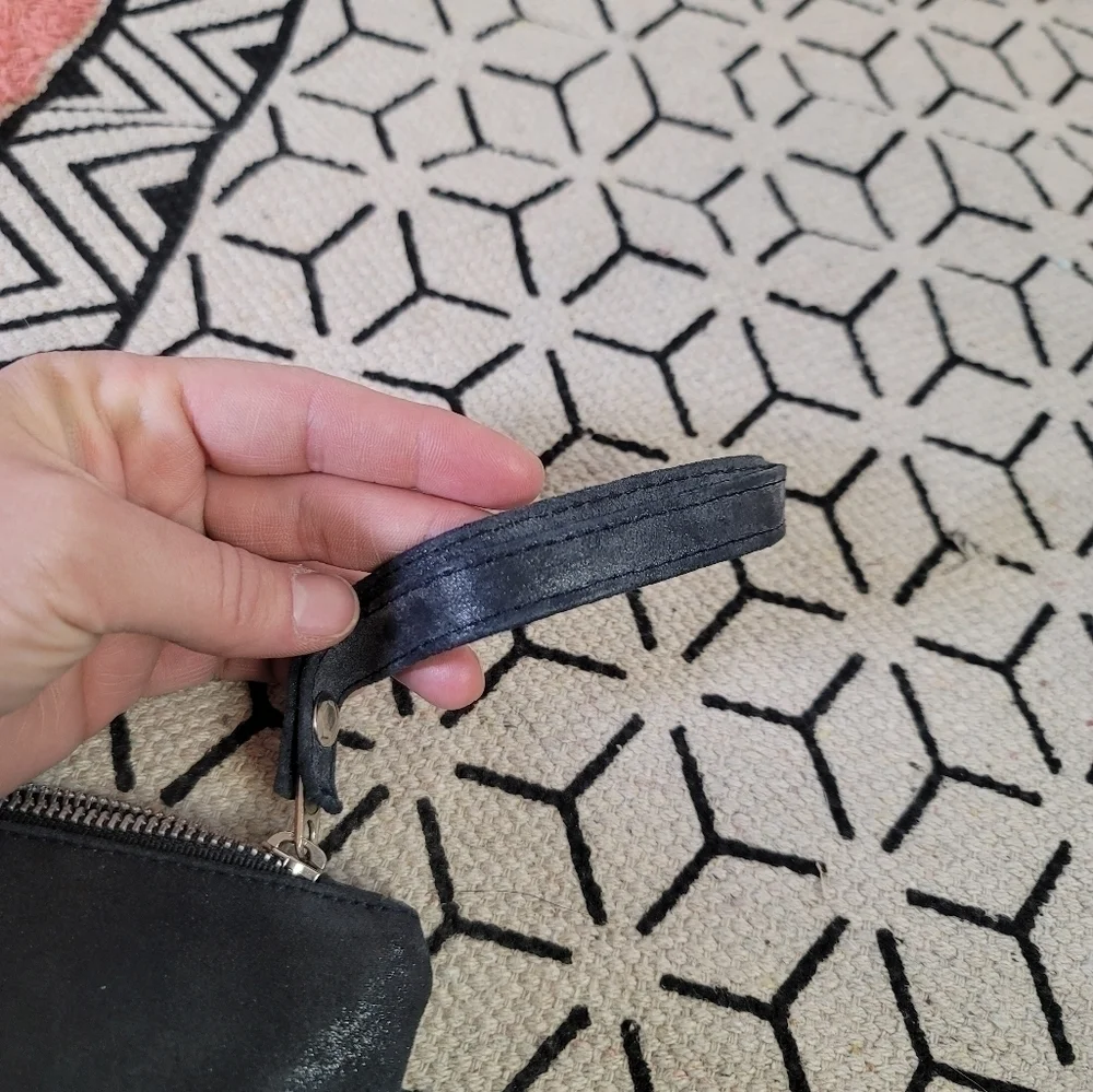 CoFi Metallic Black Sparkle Wristlet Pouch